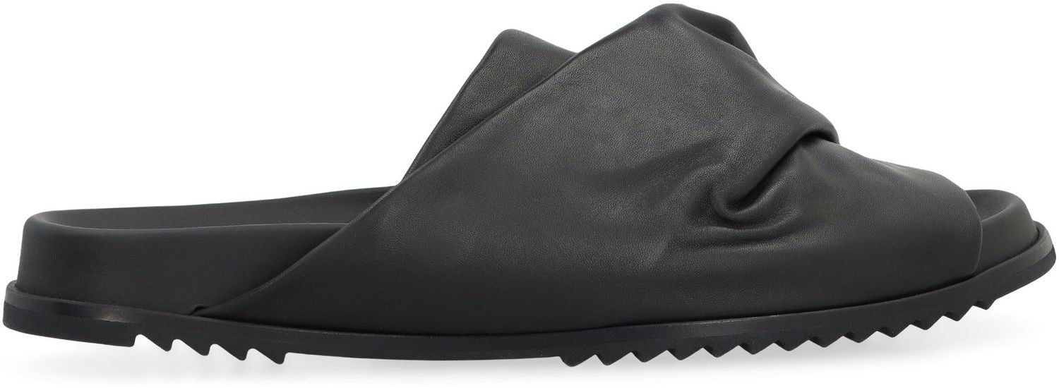 RICK OWENS Mobius Leather Slide Sandals for Men - SS24