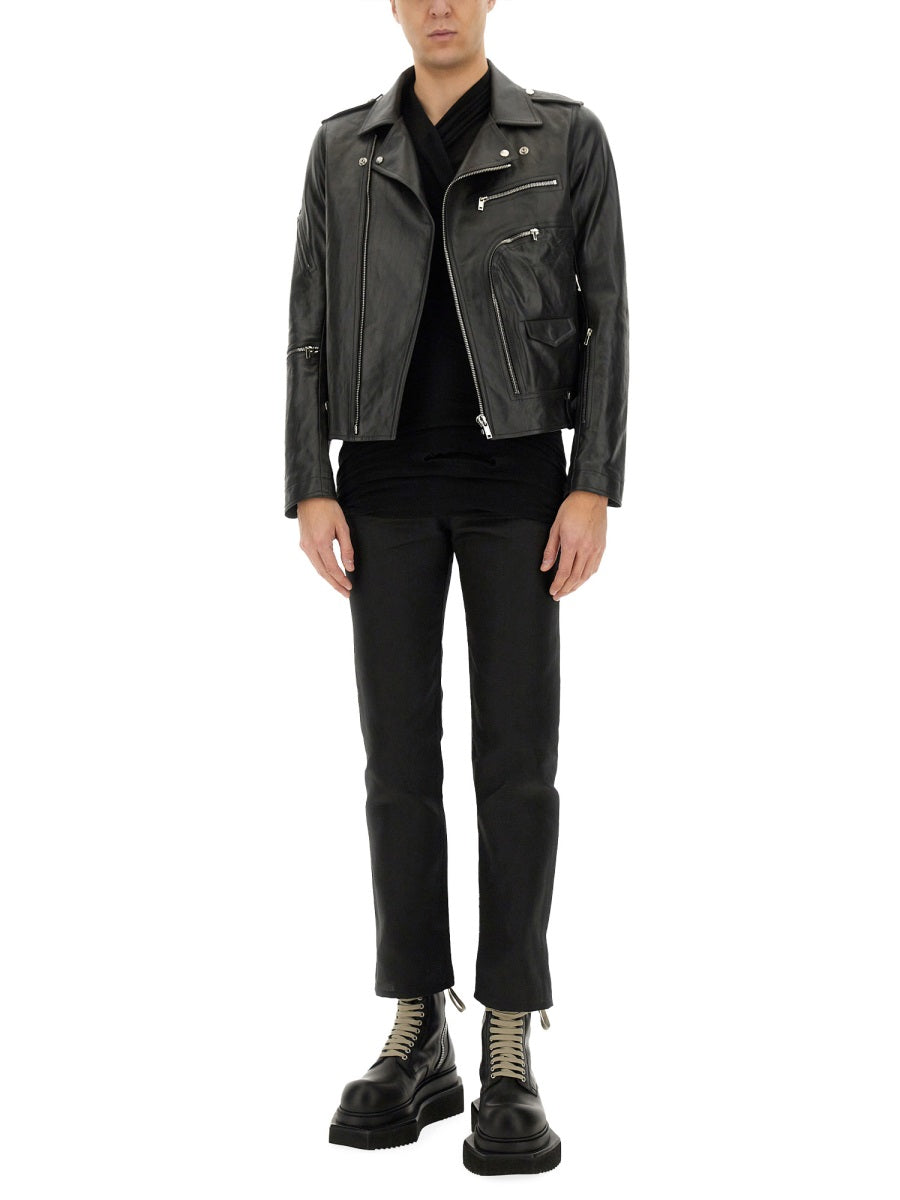 RICK OWENS Leather Brad Jacket - Size 48