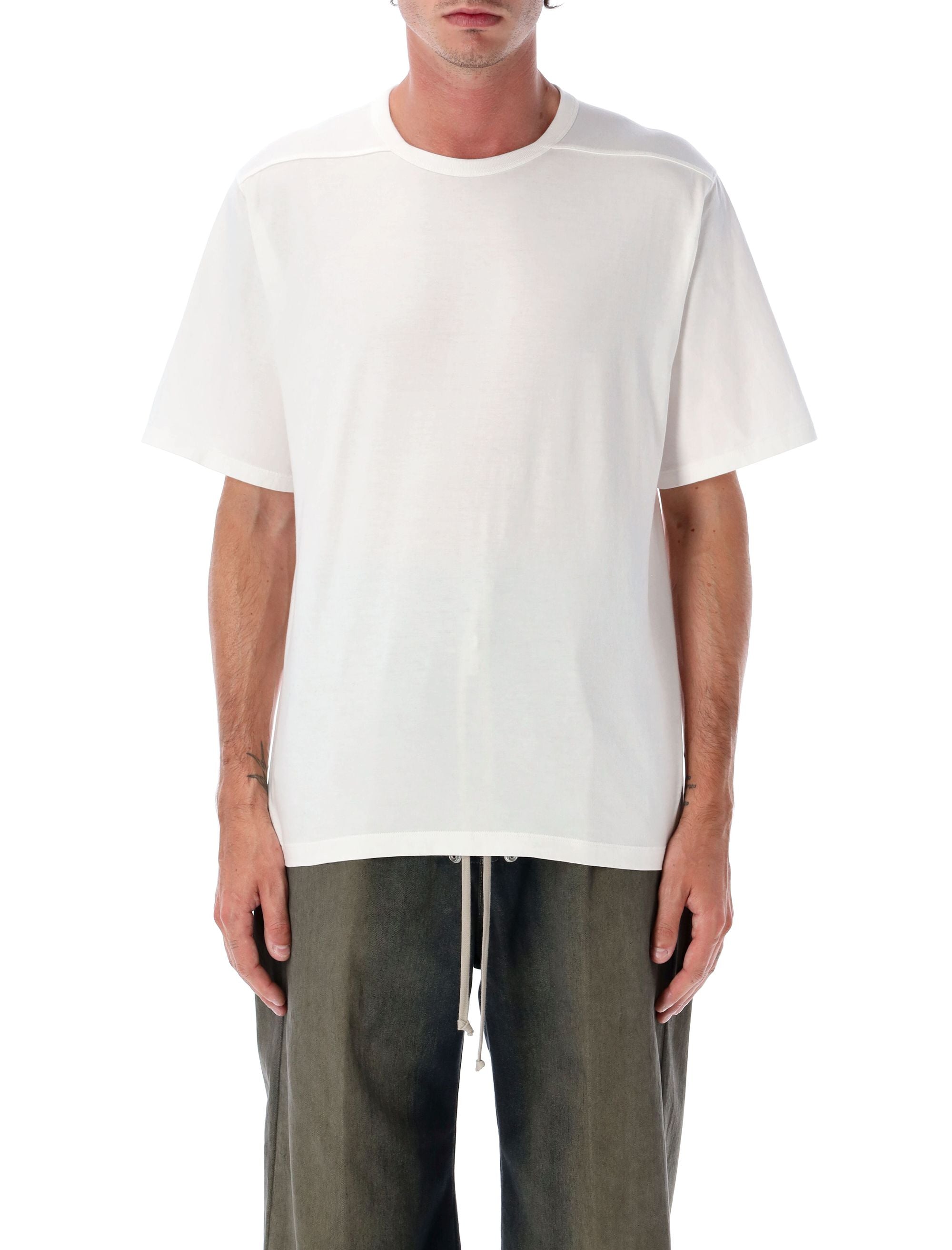 RICK OWENS Men's Ribbed Crew Neck T-Shirt - Size L