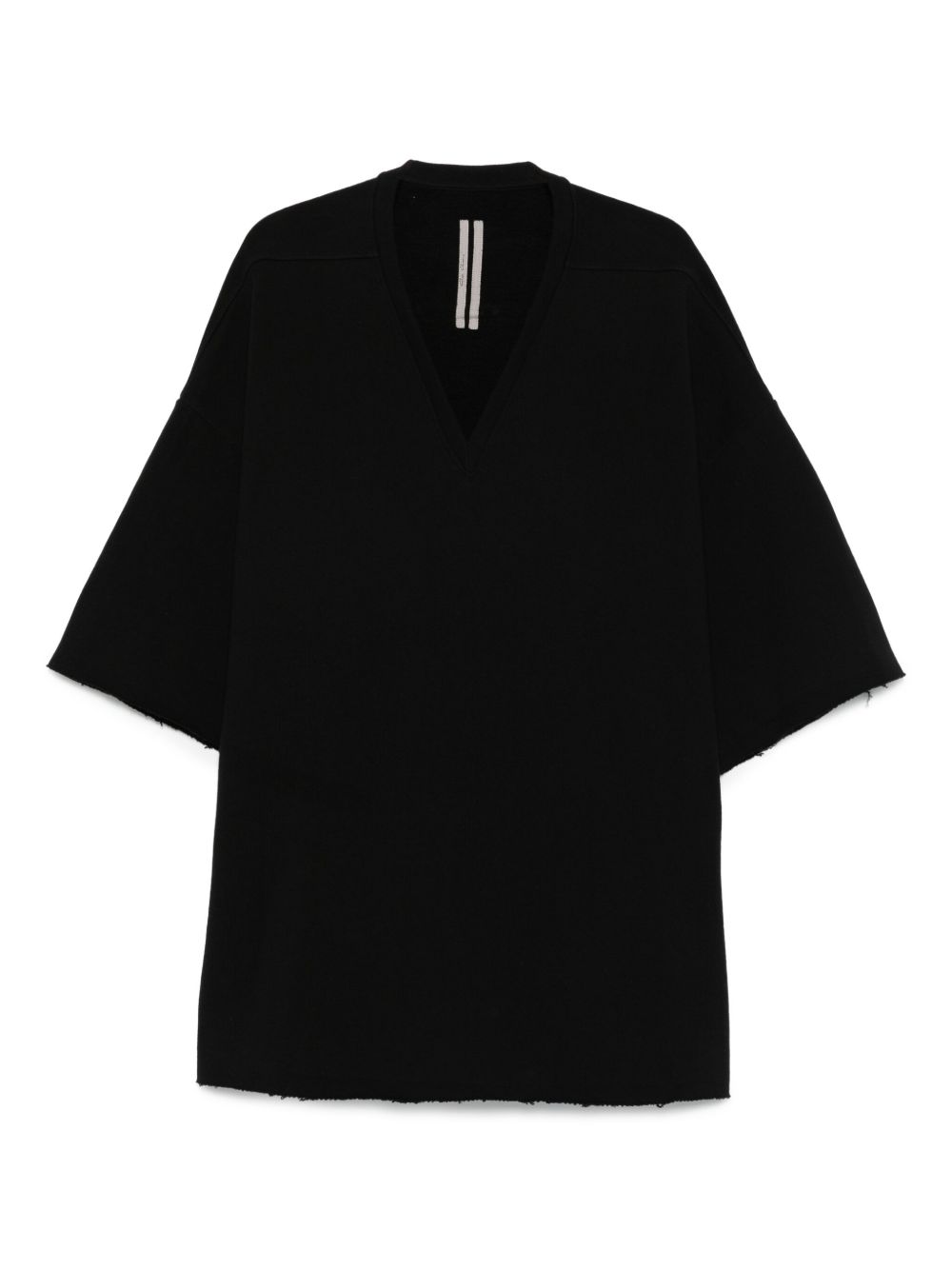 RICK OWENS V-Neck Oversized T-Shirt with Signature Shoulder Seams