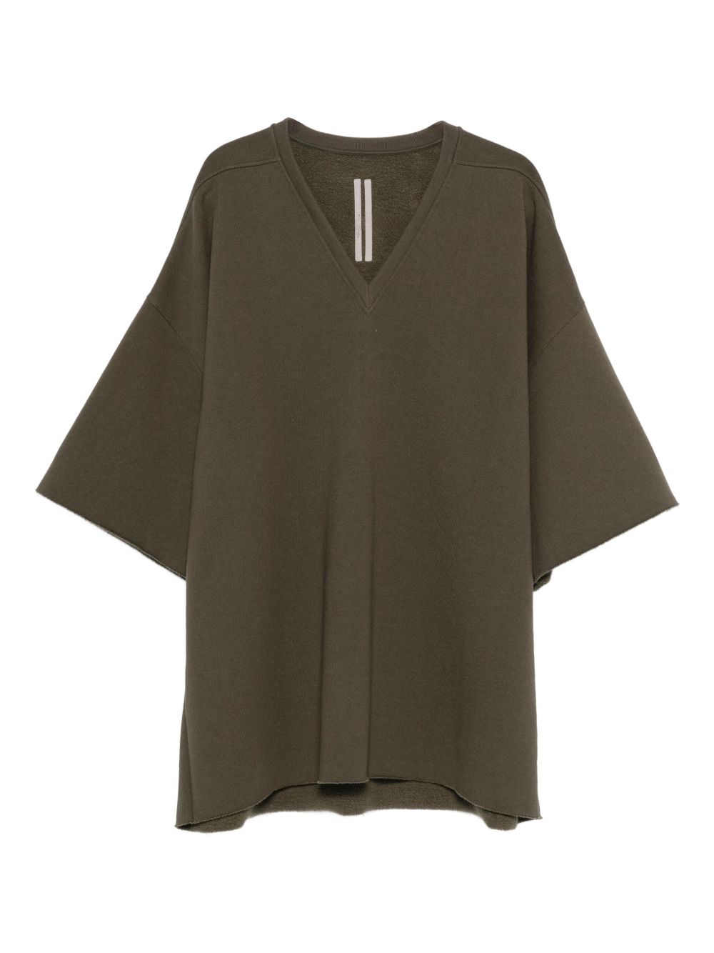 RICK OWENS V-Neck Oversized T-Shirt with Signature Shoulder Seams