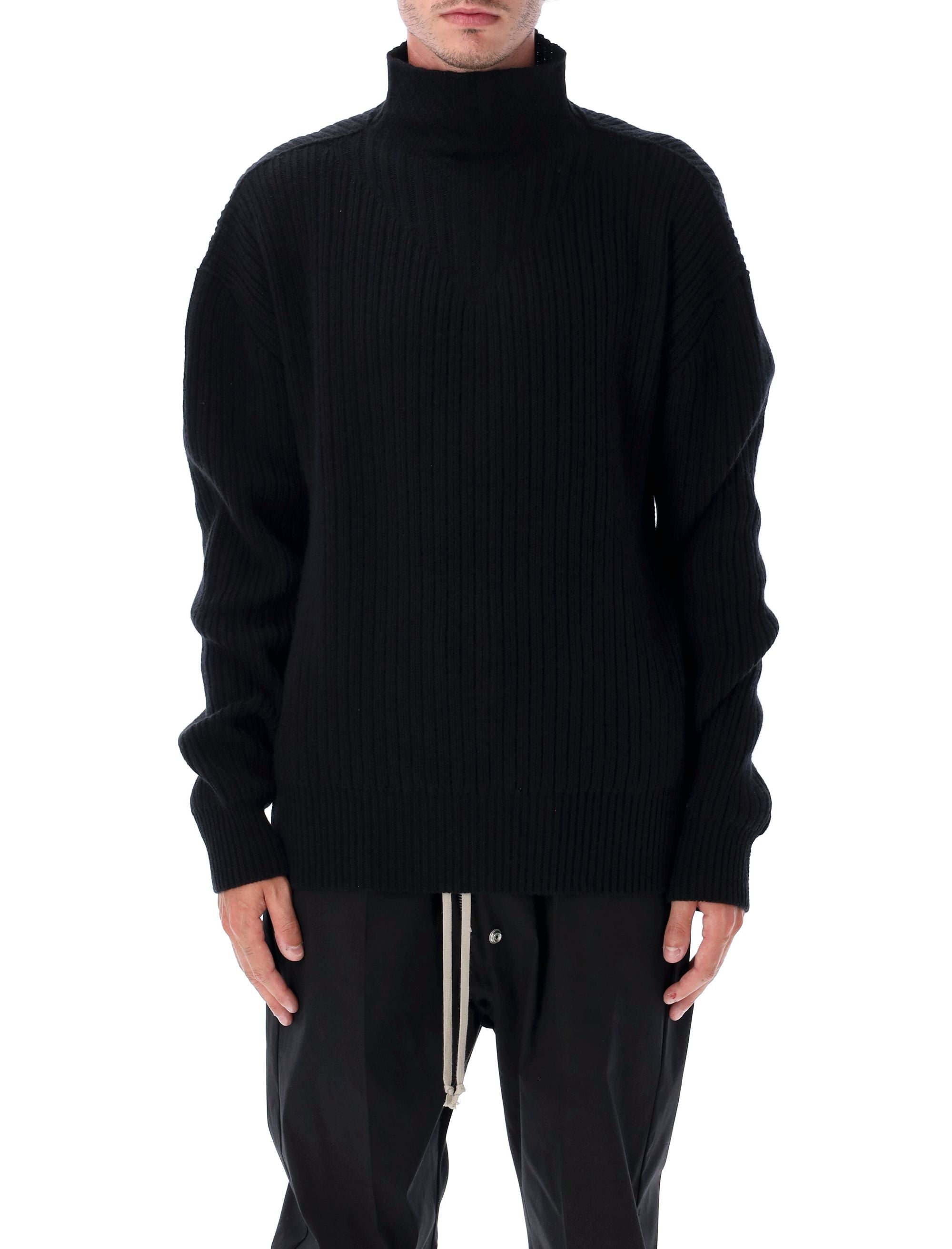 RICK OWENS Wool Turtle Neck Sweater in Size L