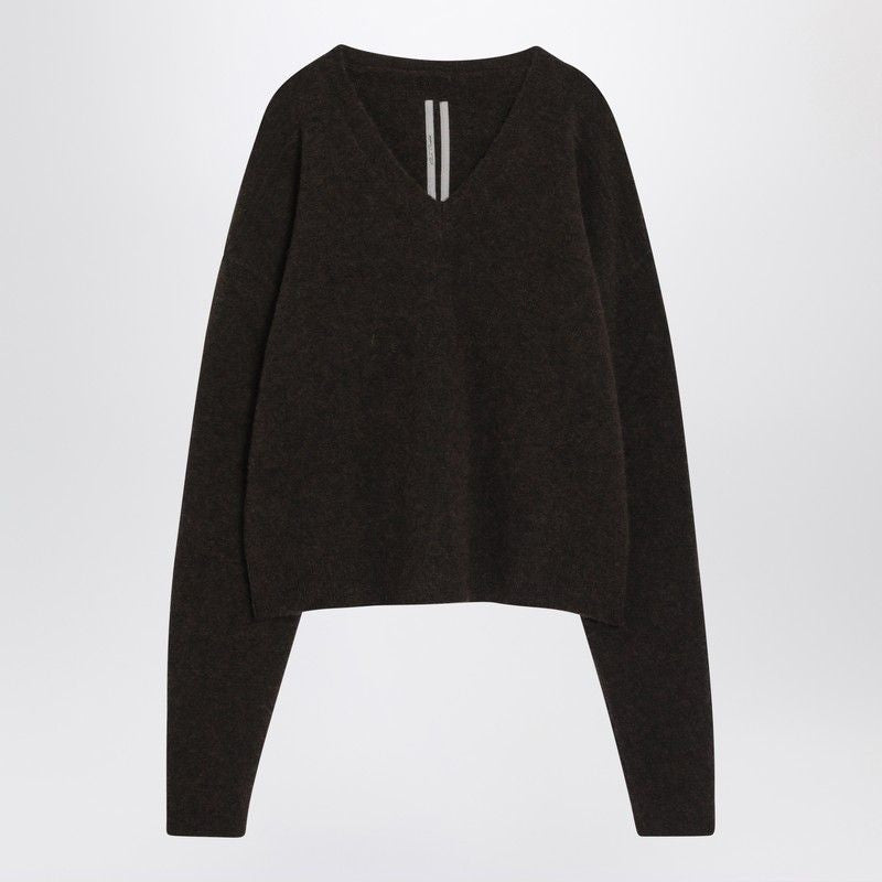 RICK OWENS Oversized V-Neck Alpaca Knit Sweater - Size M