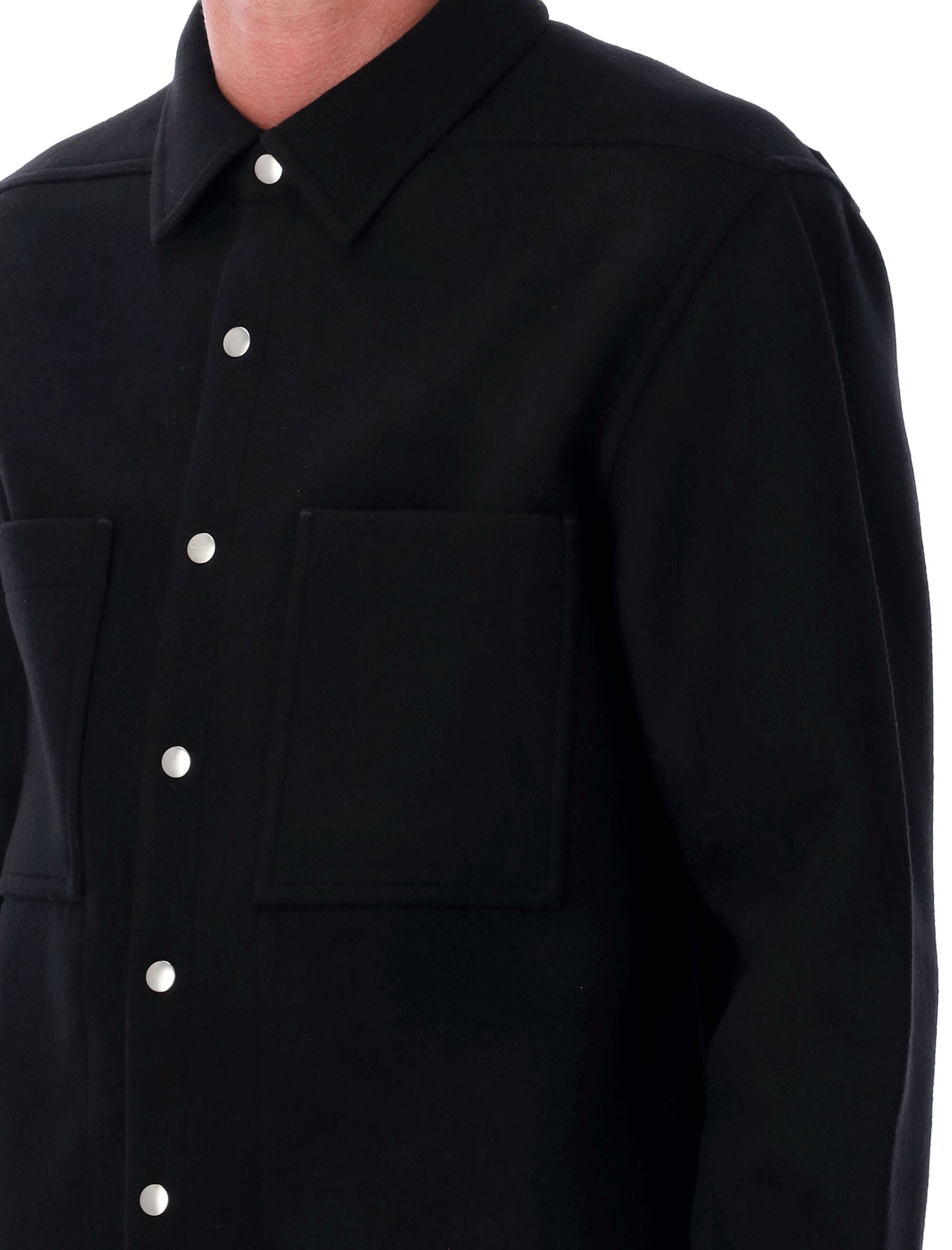 RICK OWENS Men's Wool Outerwear Shirt - FW25 Collection