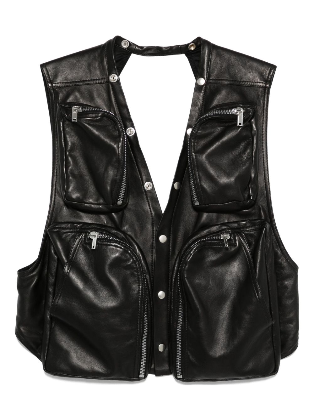 RICK OWENS Leather Cargo Vest - Size 48