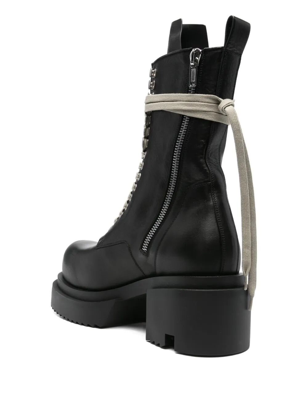 RICK OWENS Lace-Up Bogun Leather Boots for Men