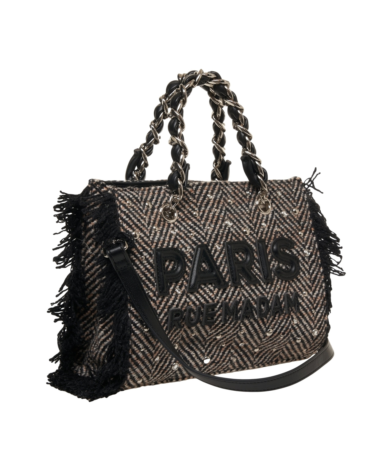 RUE MADAME Mini Handbag with Fringe and Chain Straps