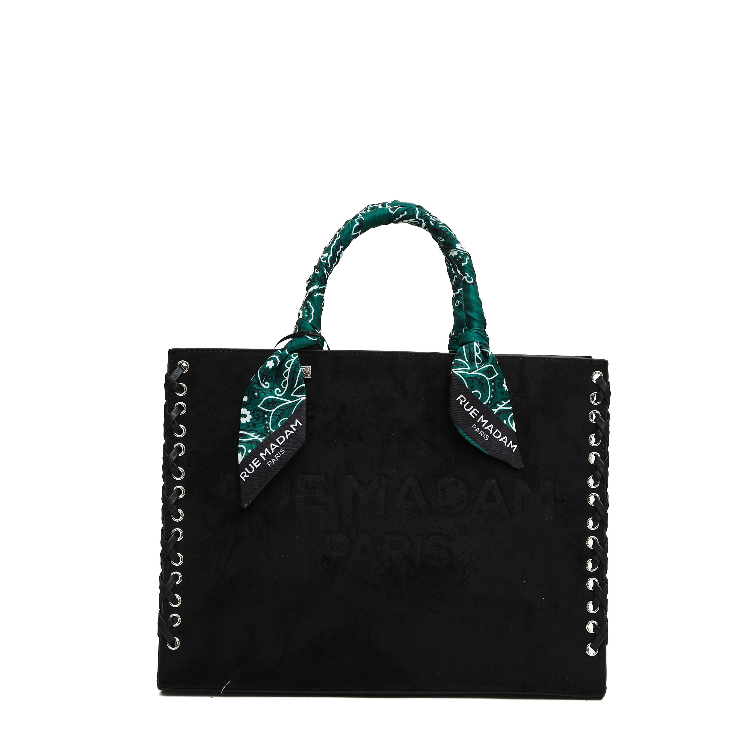 RUE MADAME Chic Mini Suede Tote Handbag with Bandana