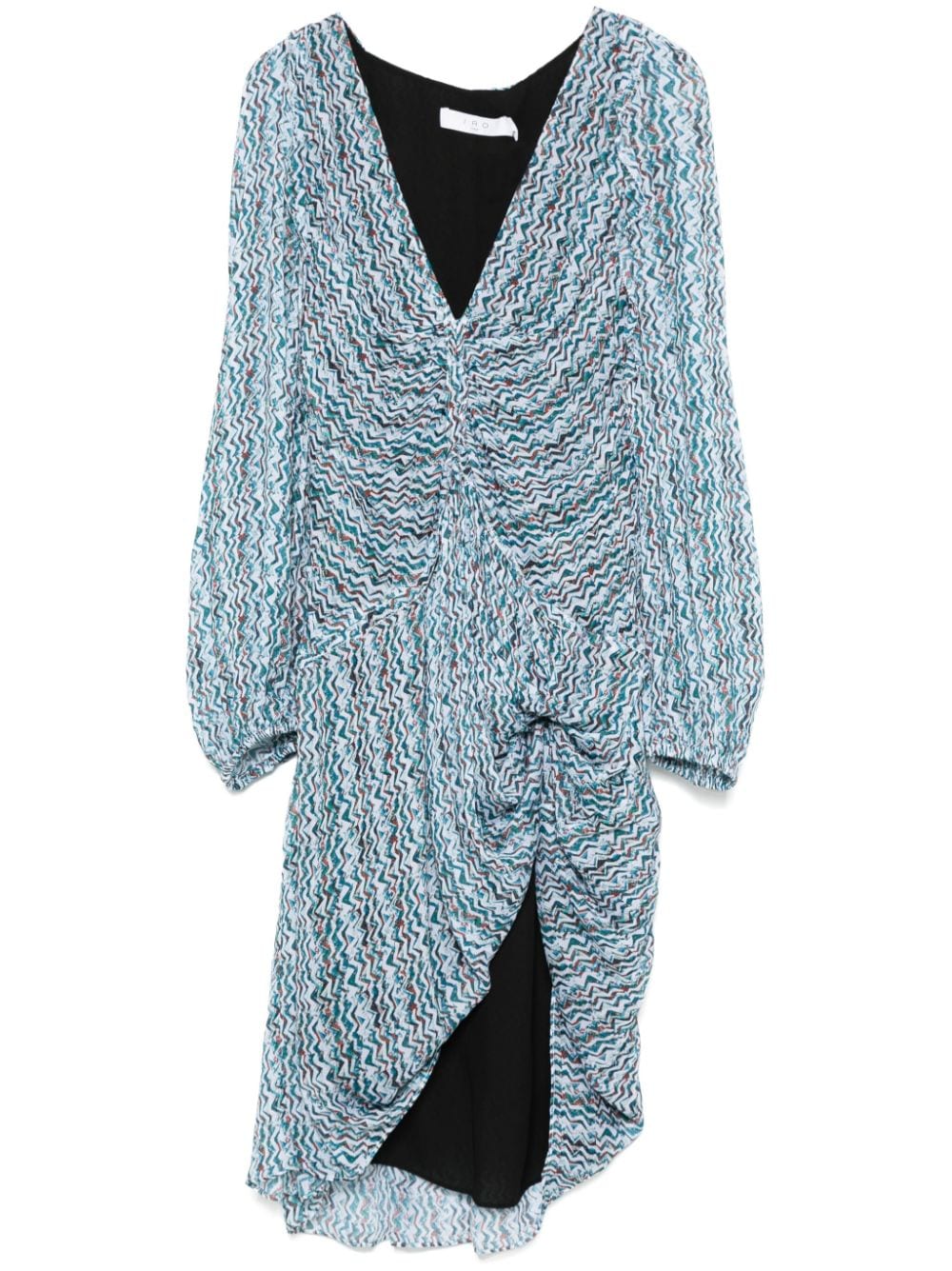 IRO Graphic Print Mini Dress with Semi-Sheer Sleeves