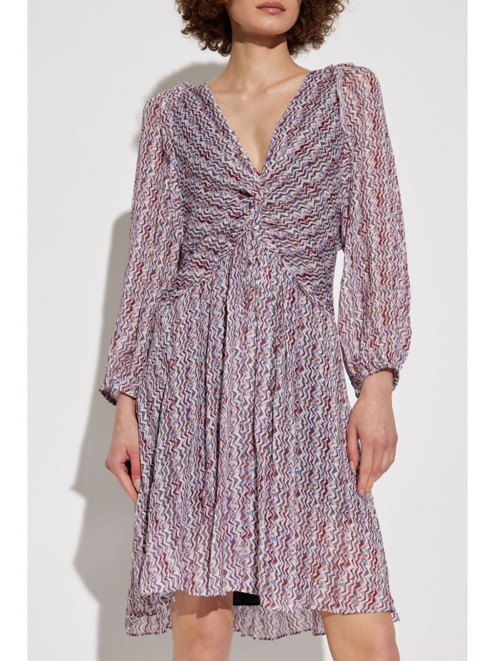 IRO Draped Detail Mini Dress with Balloon Sleeves