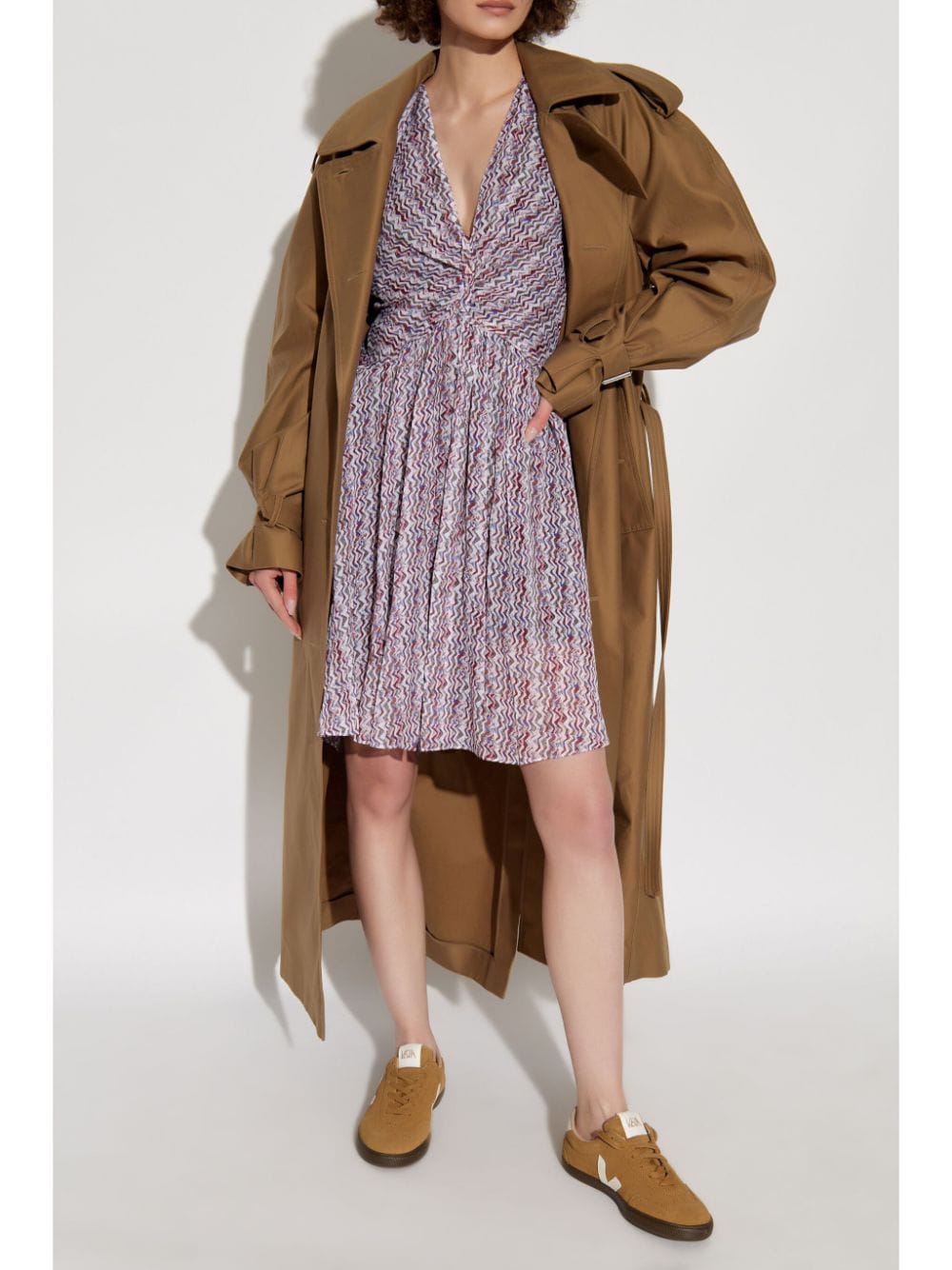 IRO Draped Detail Mini Dress with Balloon Sleeves