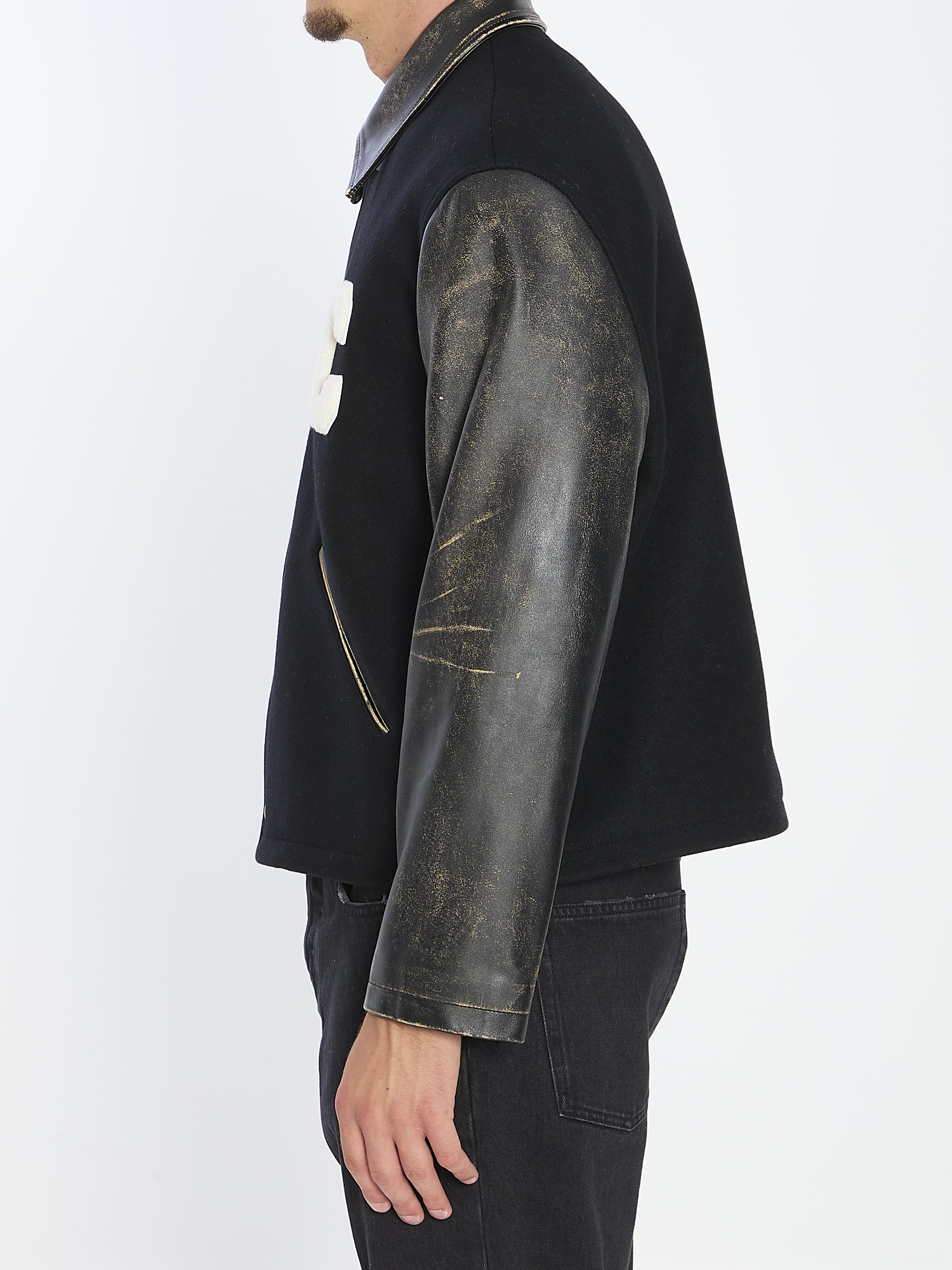 CELINE Men's Regular Fit Teddy Jacket with Pointed Collar