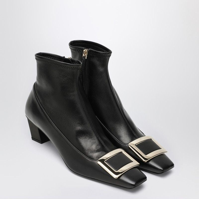 ROGER VIVIER Belle Vivier Ankle Boots with Logo Buckle - Medium Heel