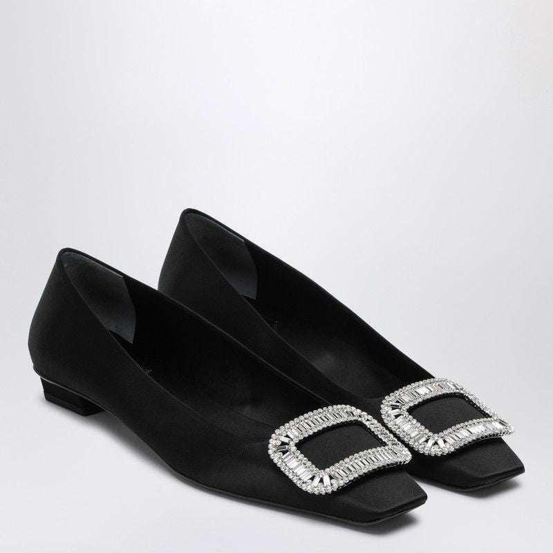 ROGER VIVIER Belle Vivier Satin Ballerina with Crystal Buckle