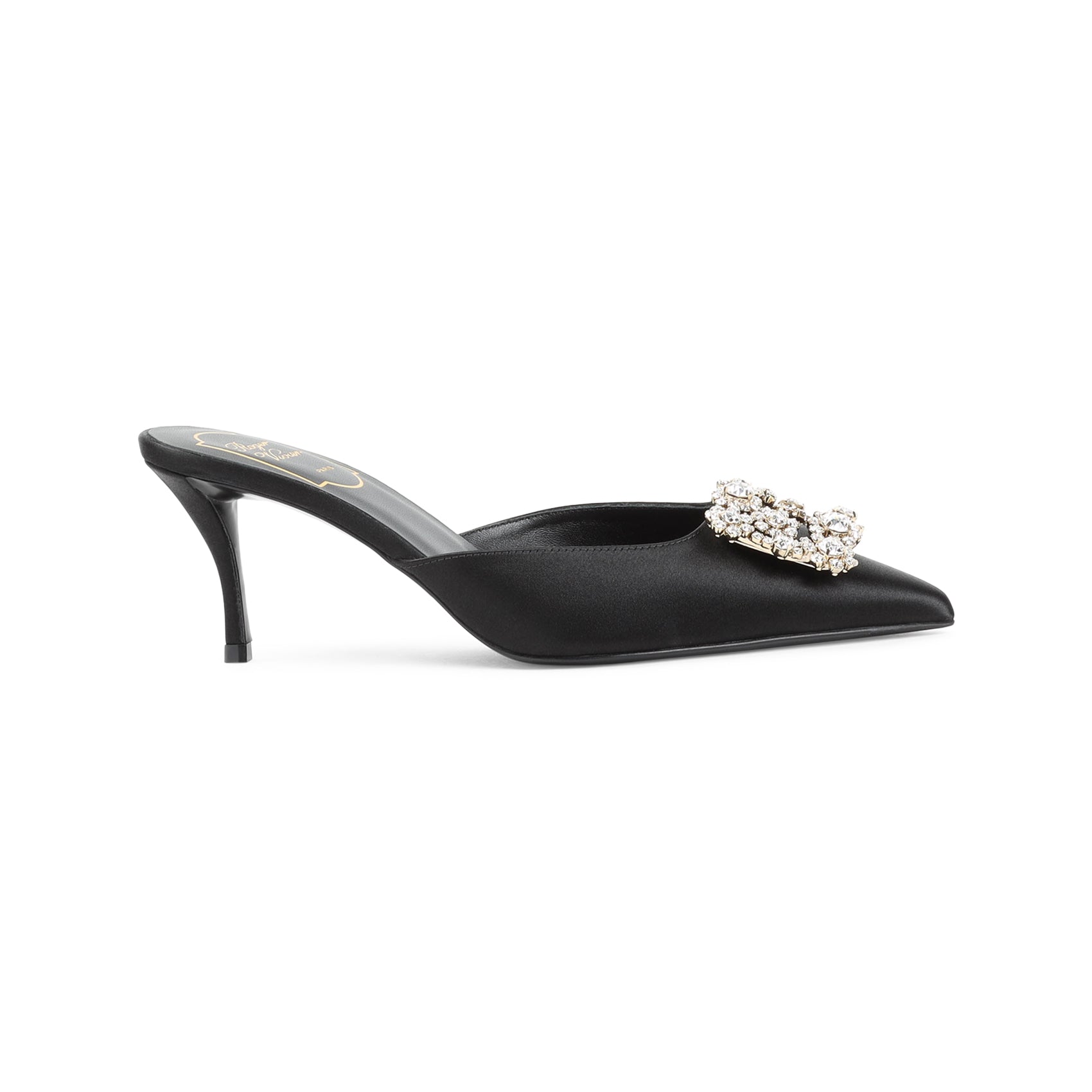 ROGER VIVIER Efflorescence Mini Pointed-Toe Flats with Crystal Buckle
