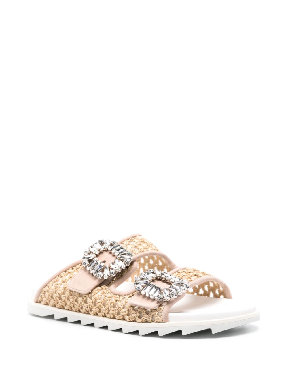 ROGER VIVIER Double-Strap Raffia Sandals