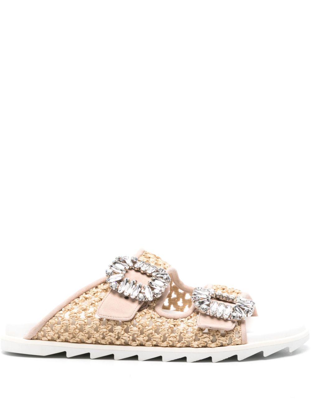 ROGER VIVIER Double-Strap Raffia Sandals