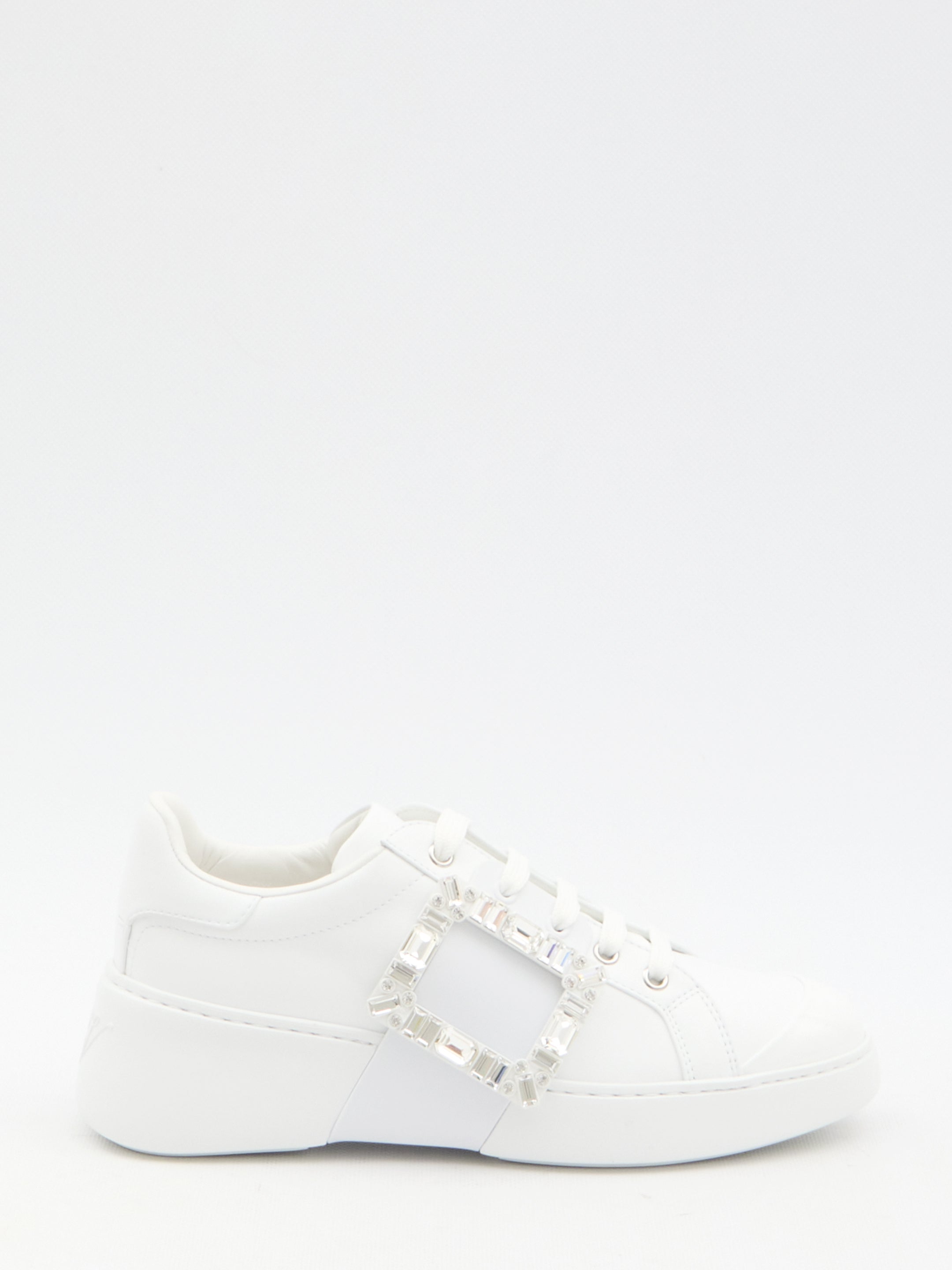 ROGER VIVIER Viv' Skate Sneaker with Crystal Buckle
