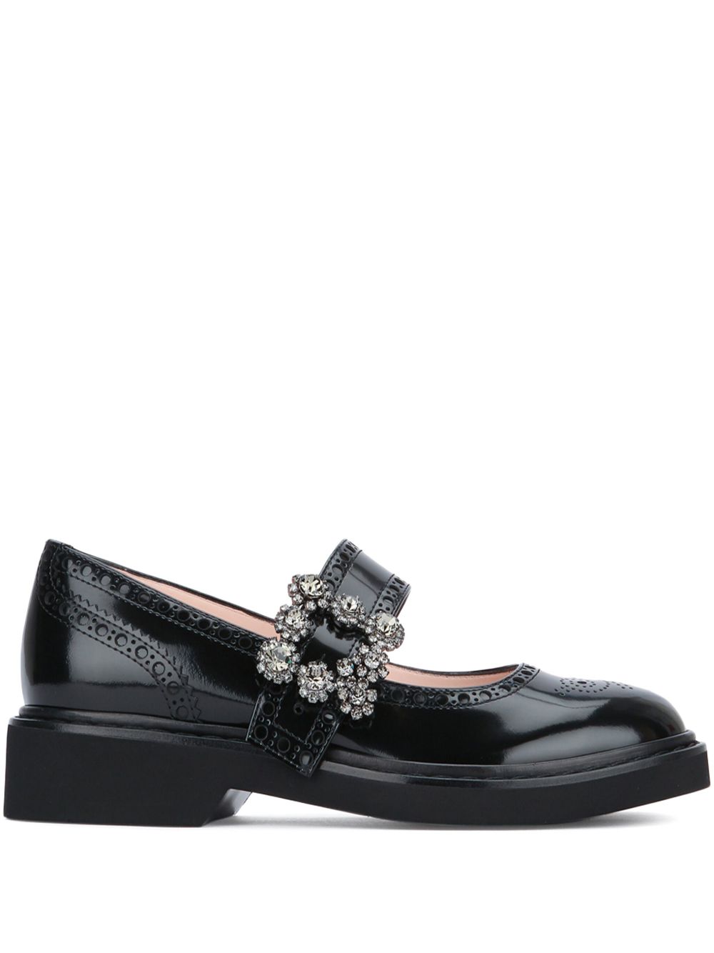 ROGER VIVIER Buckle Flat Crystal Sandals