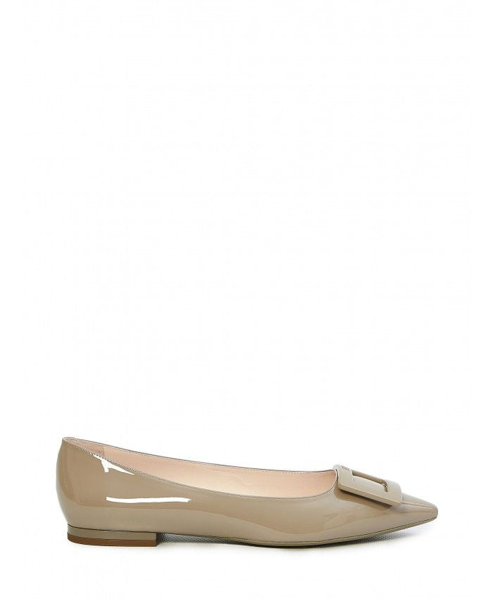 ROGER VIVIER Pointed Design Ballerinas with Tonal Metal Buckle - Low Heel