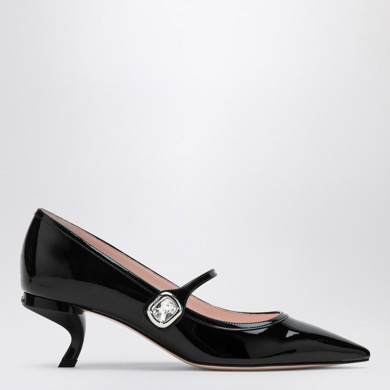 ROGER VIVIER Elegant Patent Leather Mary Jane Pumps with Virgule Heel