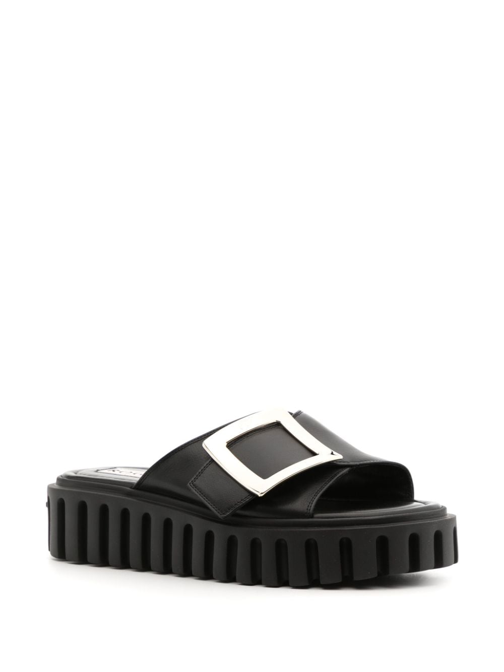 ROGER VIVIER Chic Open Toe Slip-On Sandals with Decorative Buckle Detail