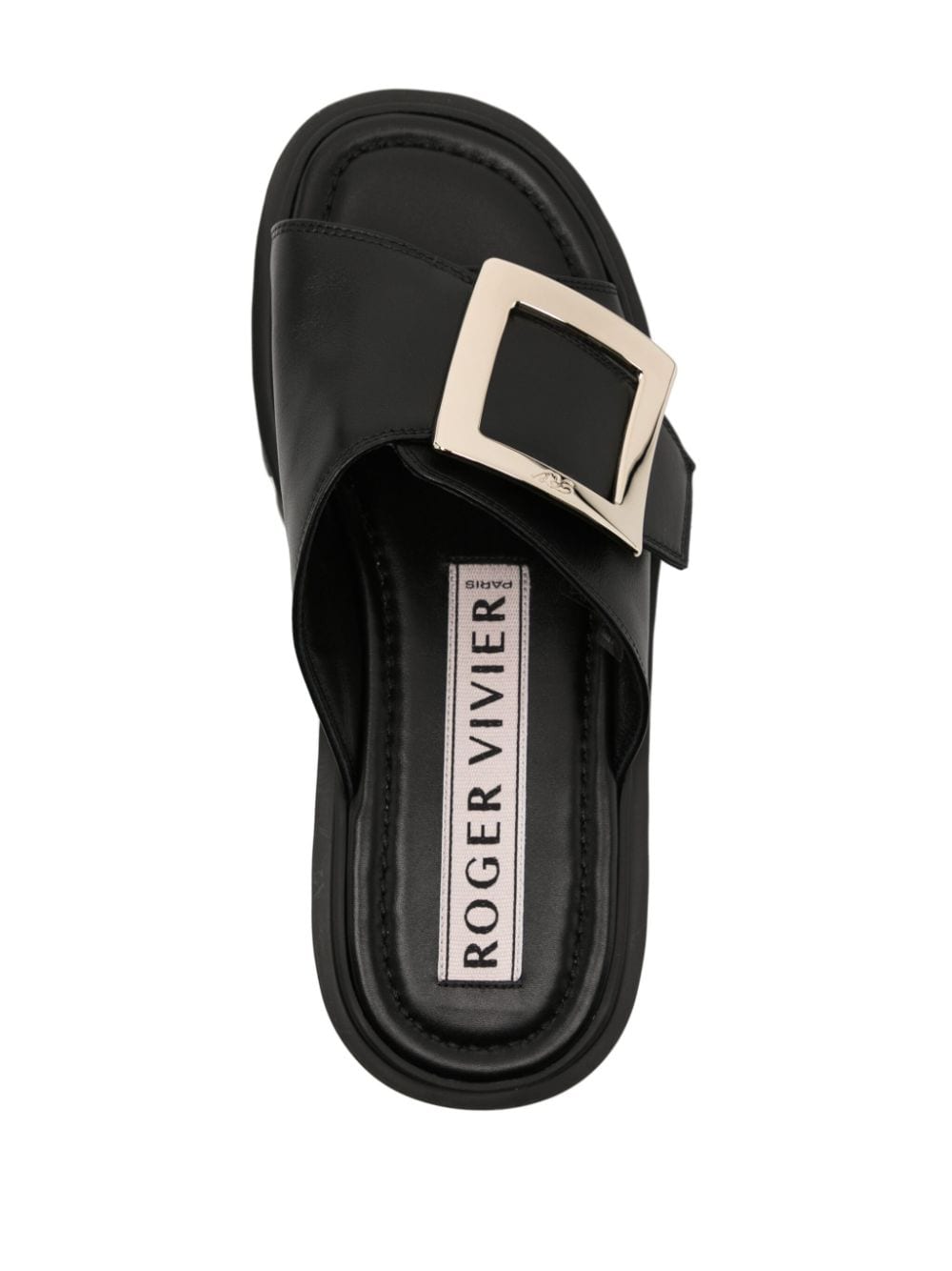 ROGER VIVIER Chic Open Toe Slip-On Sandals with Decorative Buckle Detail