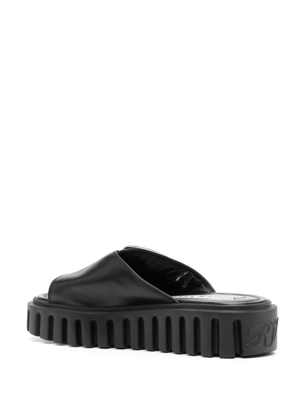 ROGER VIVIER Chic Open Toe Slip-On Sandals with Decorative Buckle Detail