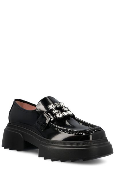 ROGER VIVIER Platform Loafer with Rhinestone Buckle
