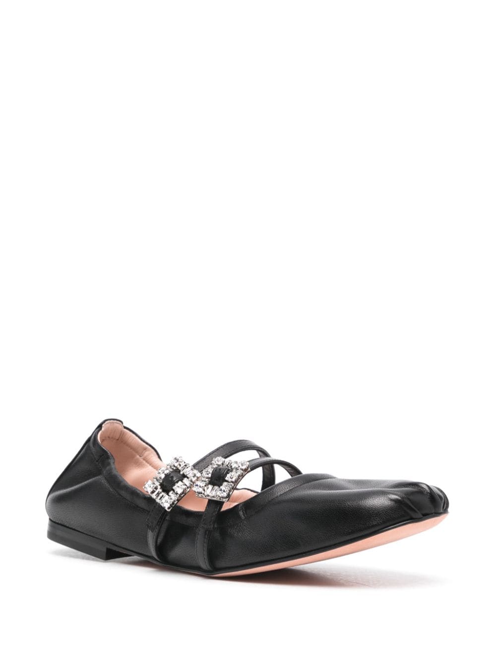 ROGER VIVIER Mini Strap Strass Leather Ballet Flats