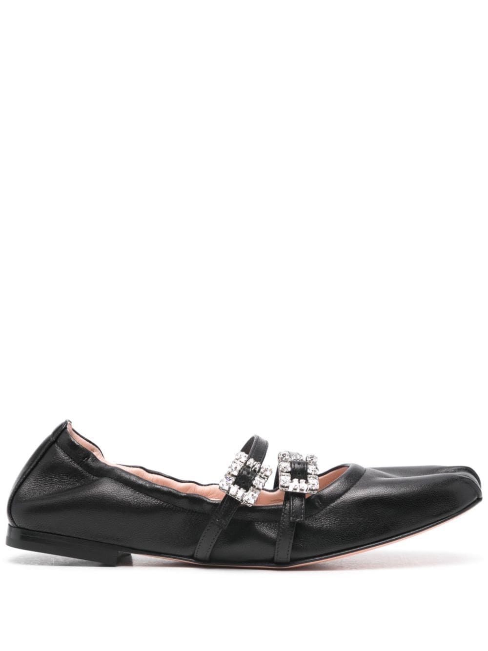 ROGER VIVIER Mini Strap Strass Leather Ballet Flats