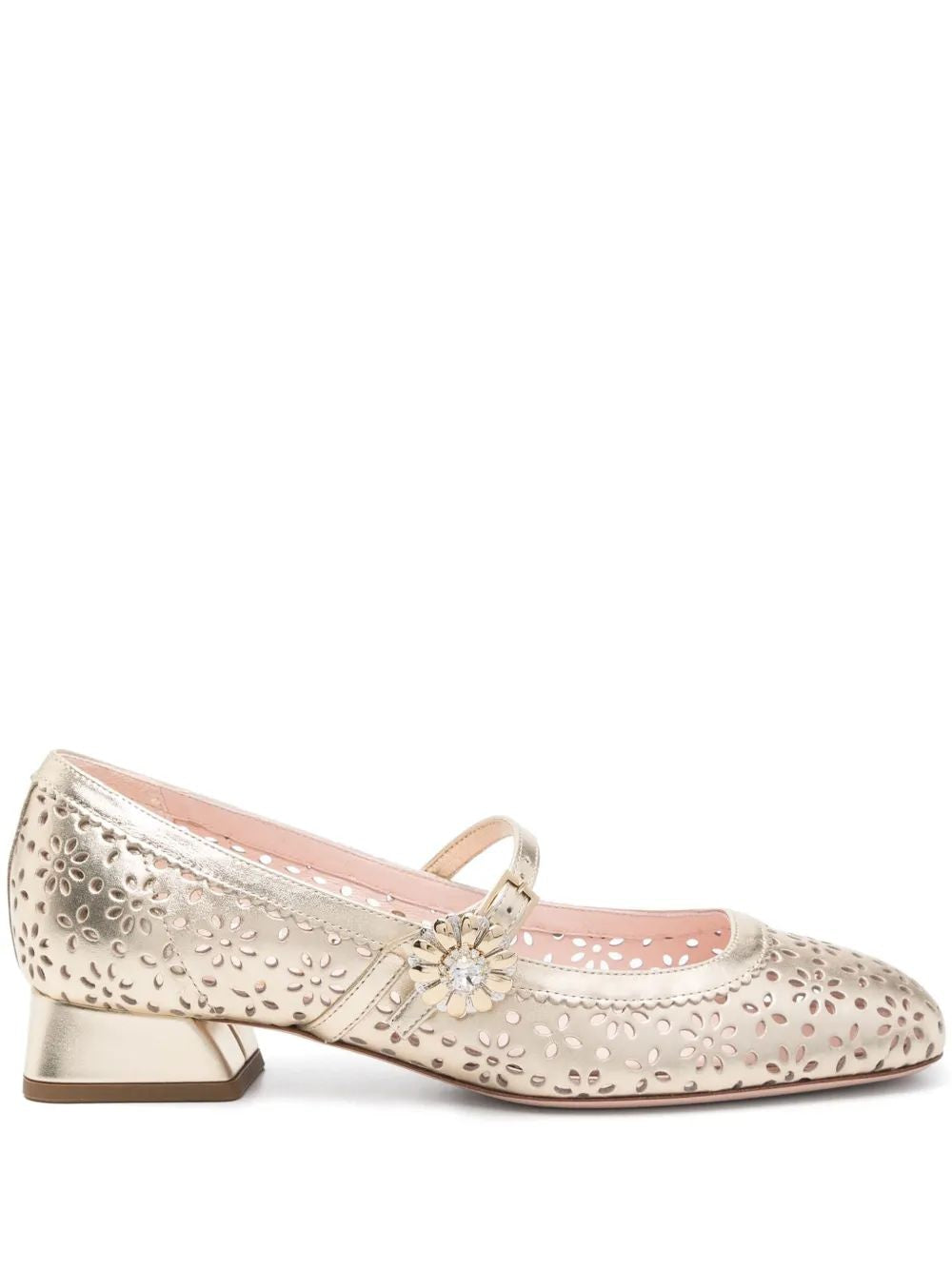 ROGER VIVIER Golden Perforated Ballerina Shoes for Women