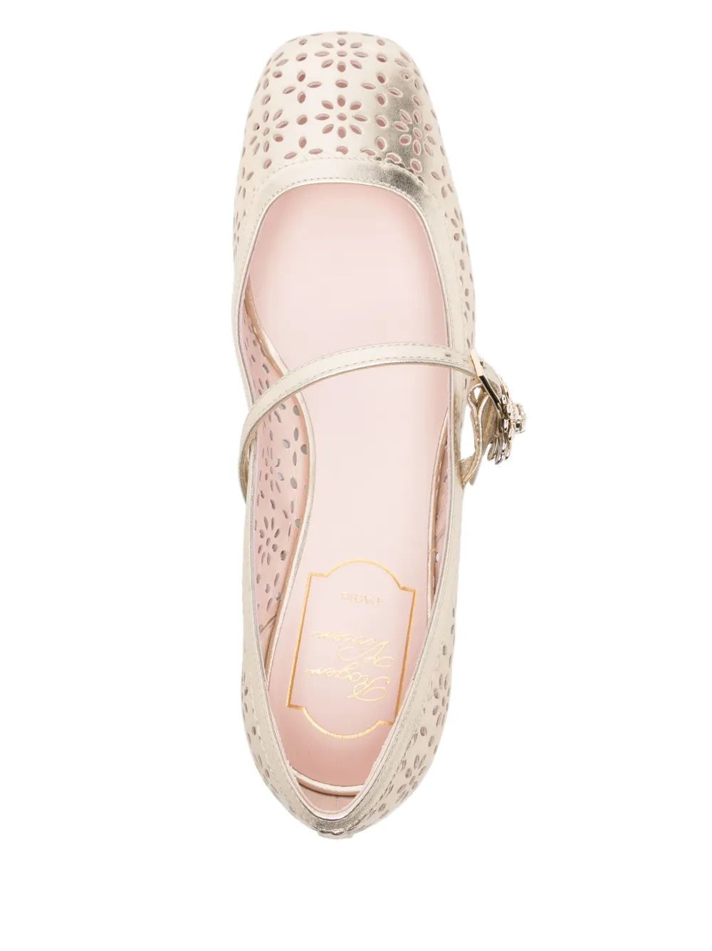 ROGER VIVIER Golden Perforated Ballerina Shoes for Women