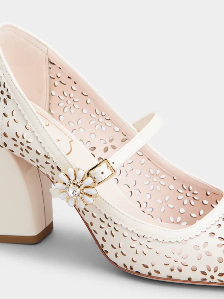 ROGER VIVIER Salon Perforated Heel Broad Pumps - SS25 Edition