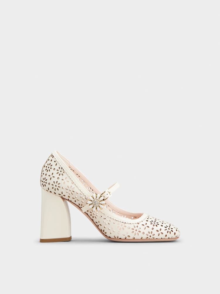 ROGER VIVIER Salon Perforated Heel Broad Pumps - SS25 Edition