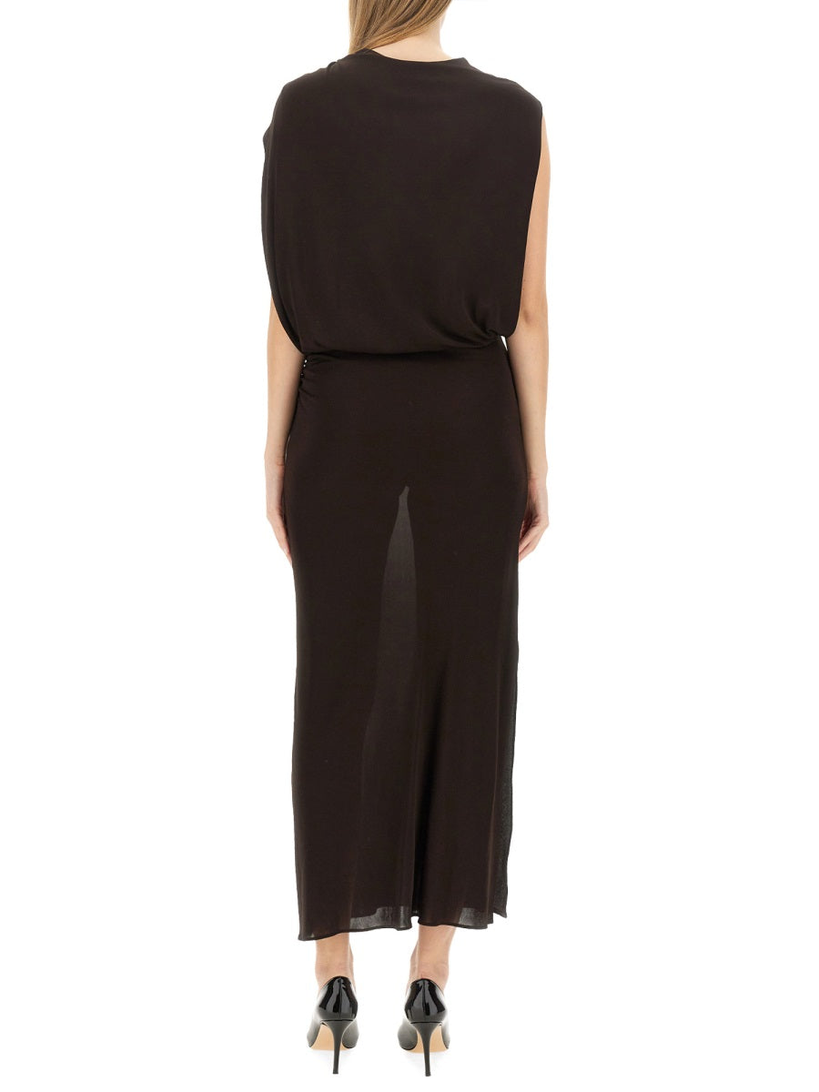 LANVIN Slim Fit Draped Dress, Size 38