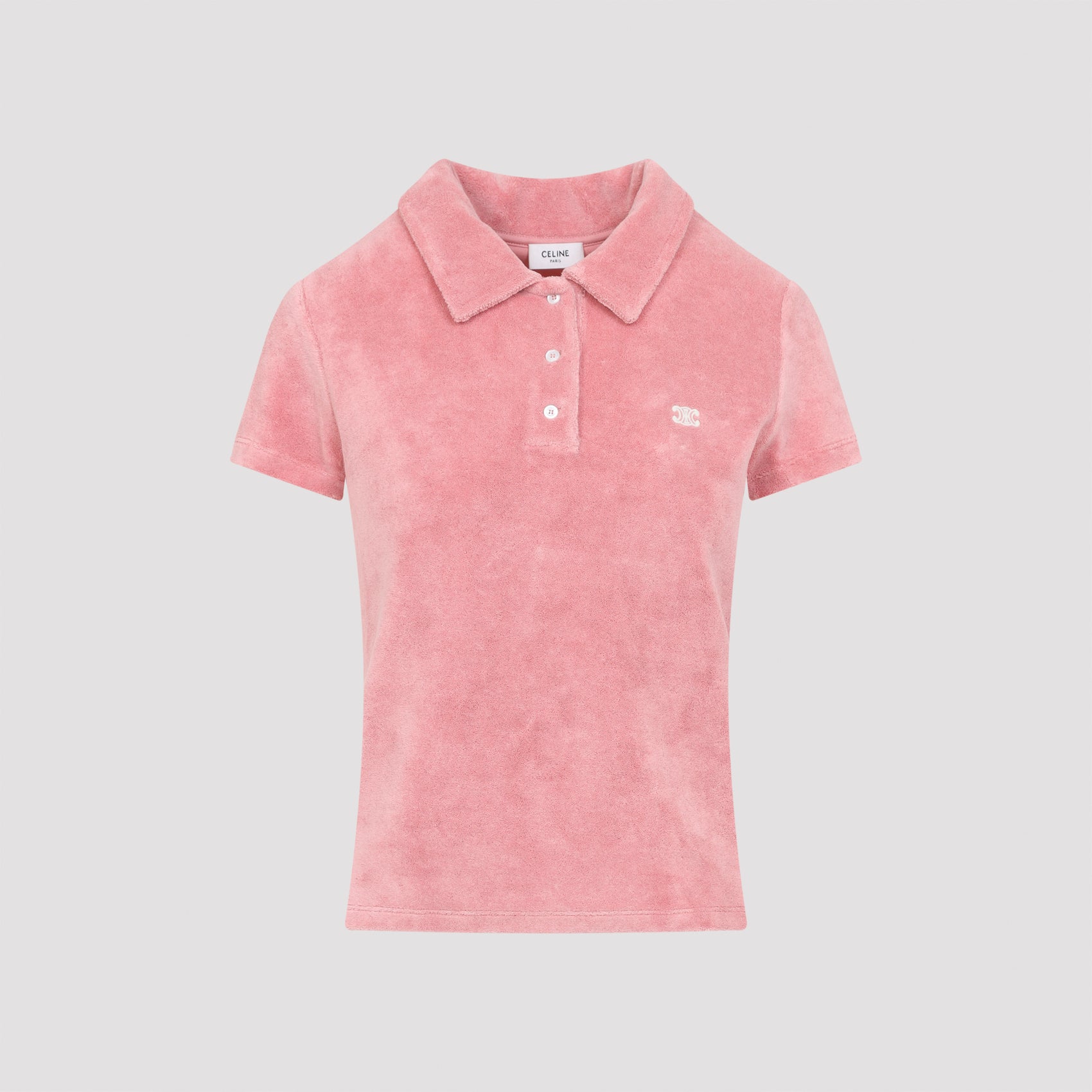 CELINE Women's Cotton Polo Shirt with Embroidered Logo