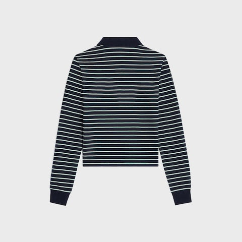 CELINE Triomphe Long Sleeve Cotton Polo