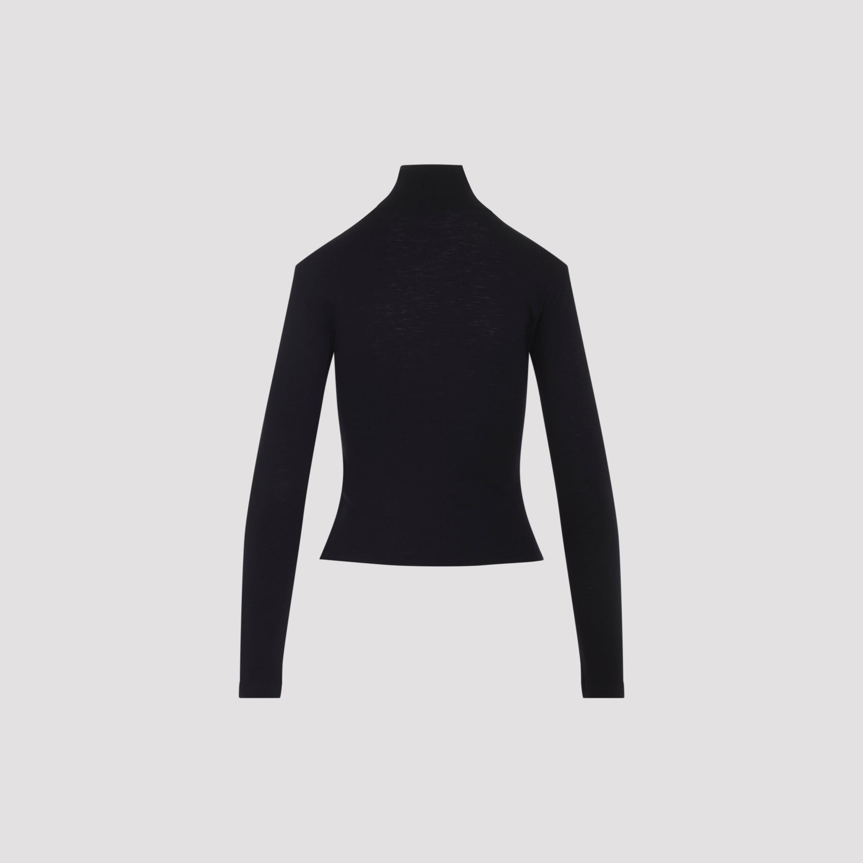 CELINE Wool Turtleneck Top with Embroidered Logo for Women