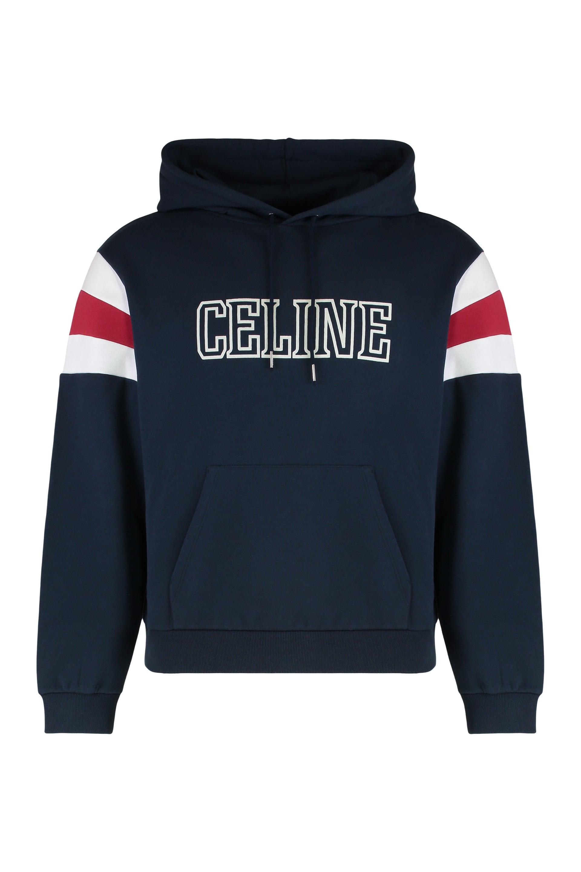 CELINE Logo Hoodie with Stripe Details