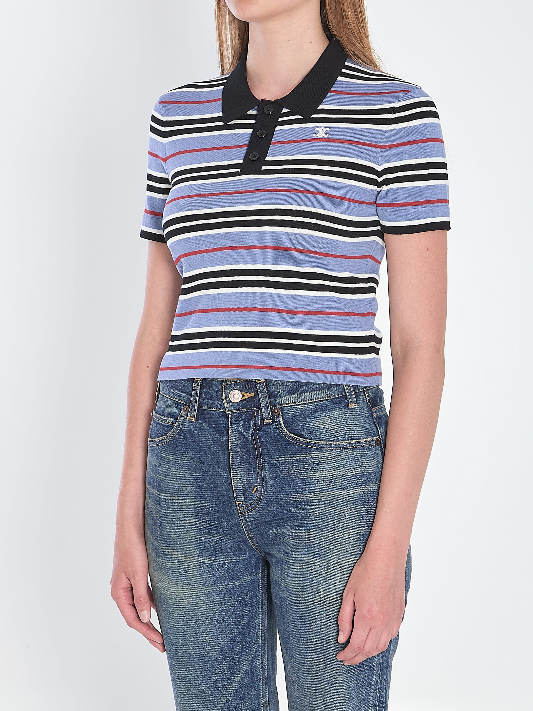 CELINE Cropped Polo with Classic Collar - Size M