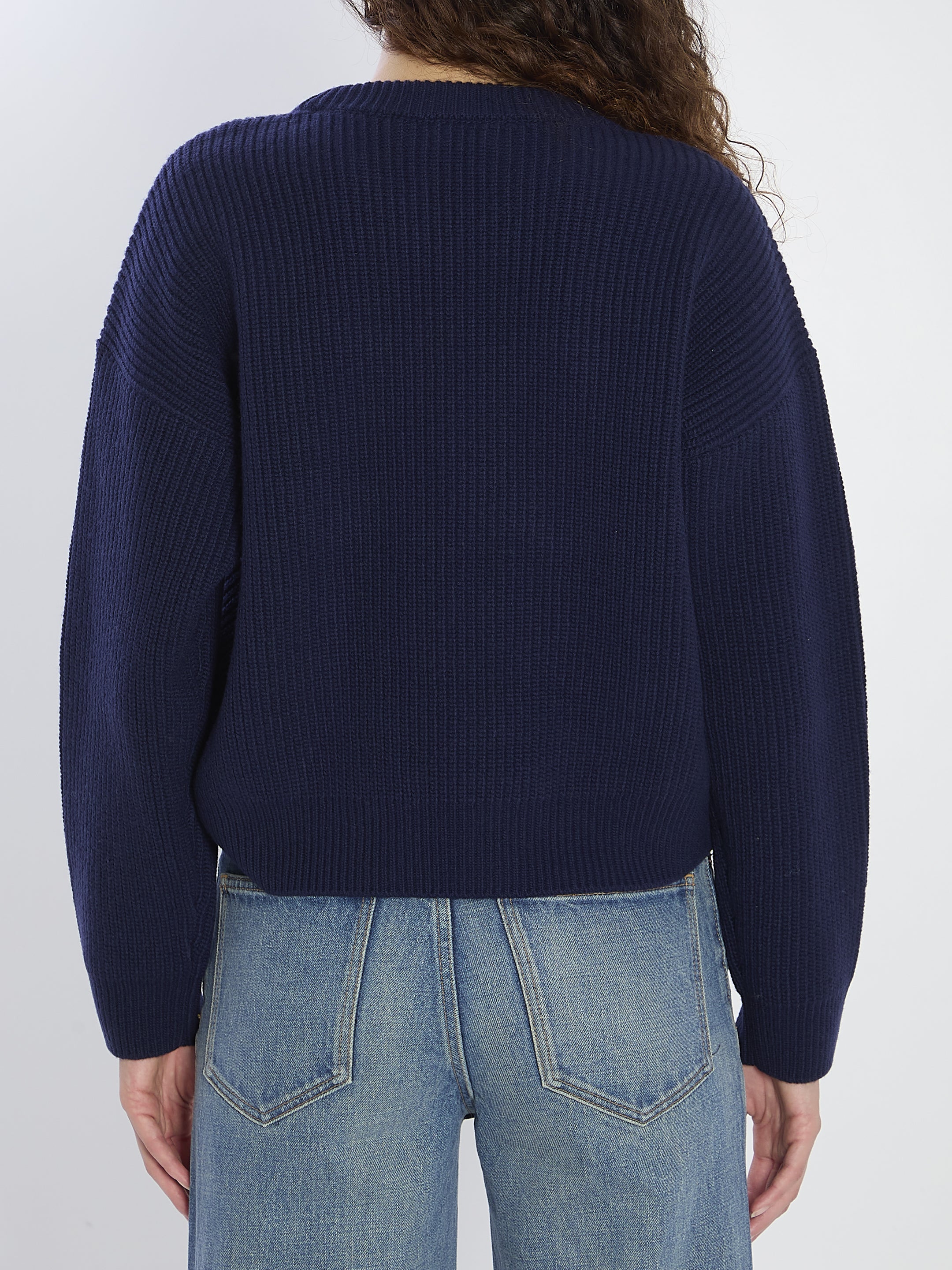 CELINE Round Neck Loose Fit Wool Sweater