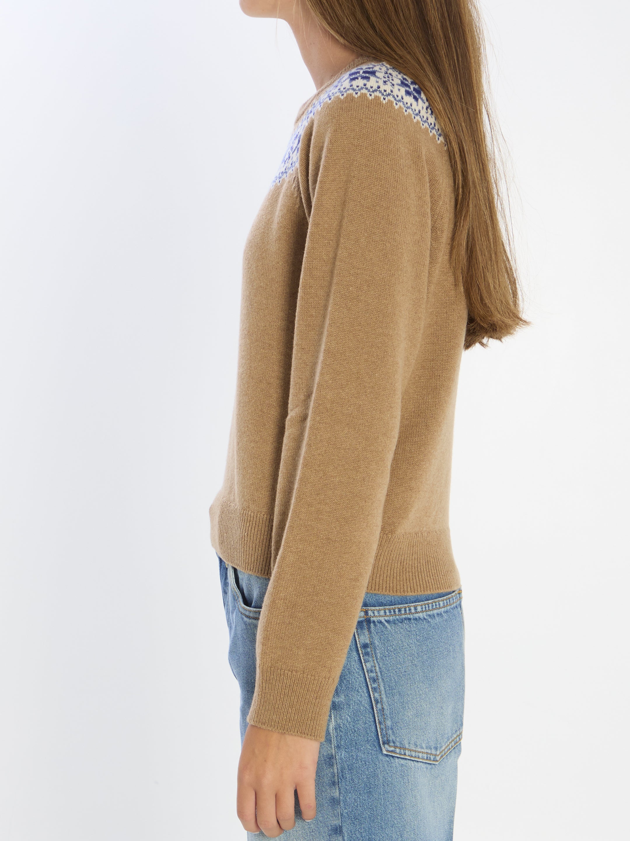 CELINE Cropped Fair Isle Knitwear Sweater - Size S