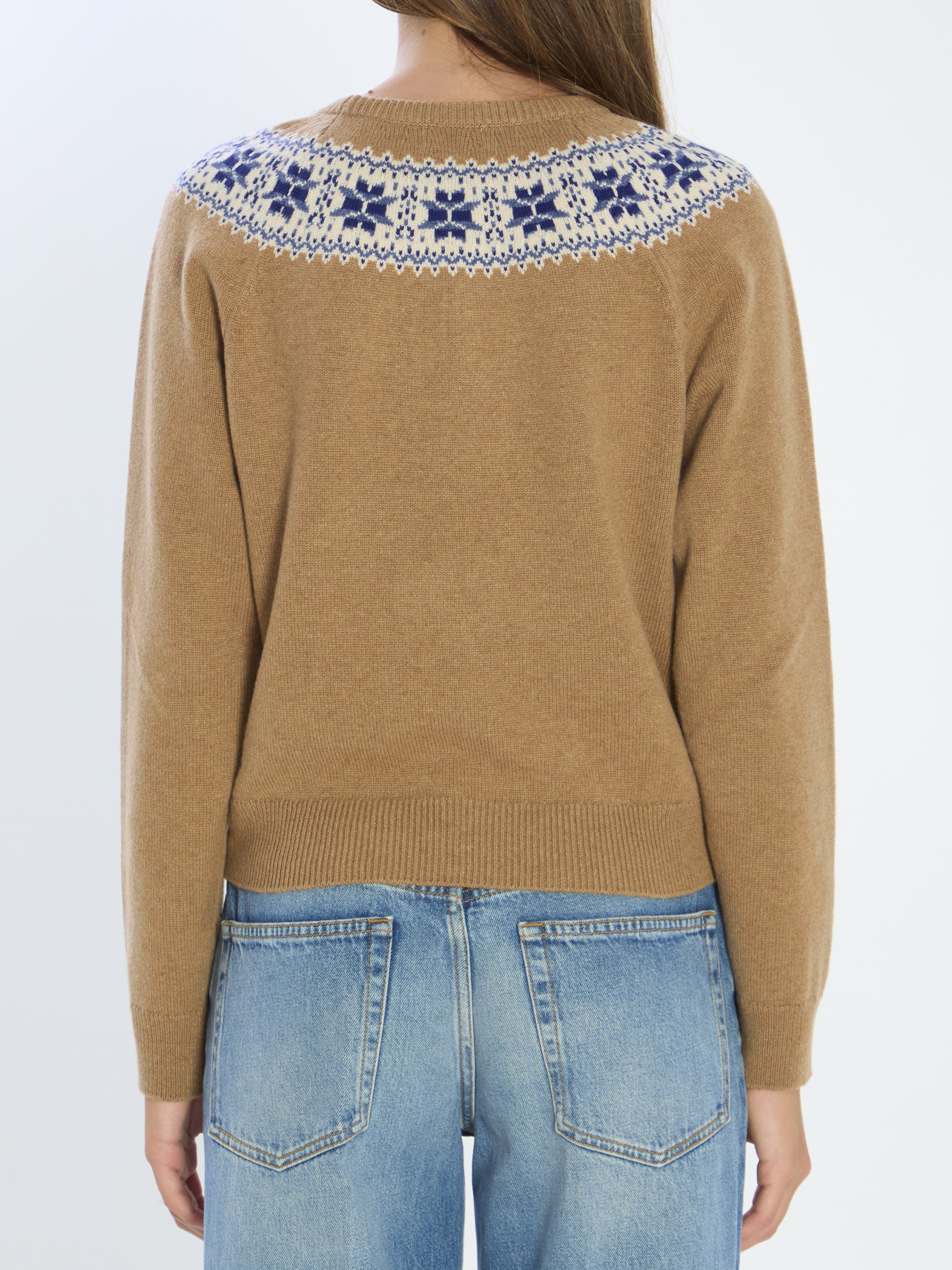 CELINE Cropped Fair Isle Knitwear Sweater - Size S