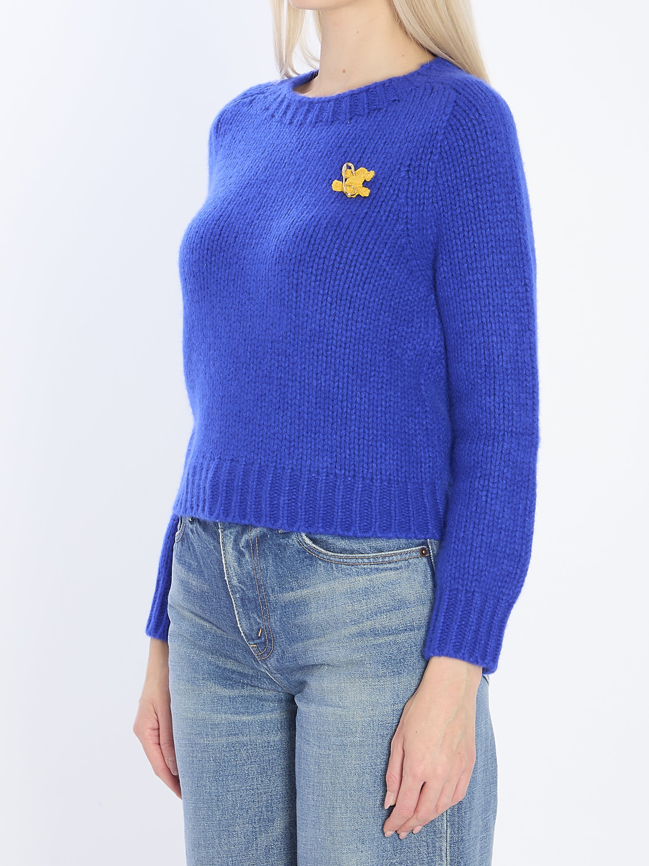 CELINE Crewneck Cashmere and Silk Blend Sweater - Slightly Cropped