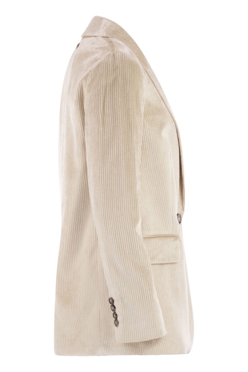 PESERICO Fluid Stretch Velvet Blazer with Stripes