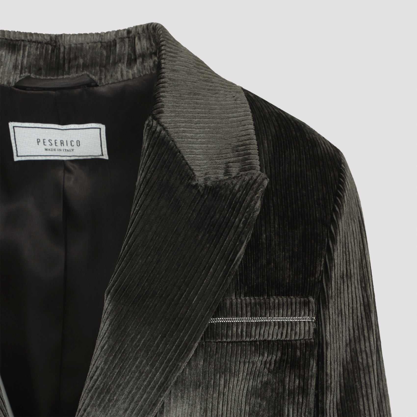 PESERICO Elegant Velvet Blazer with Thousand Stripes