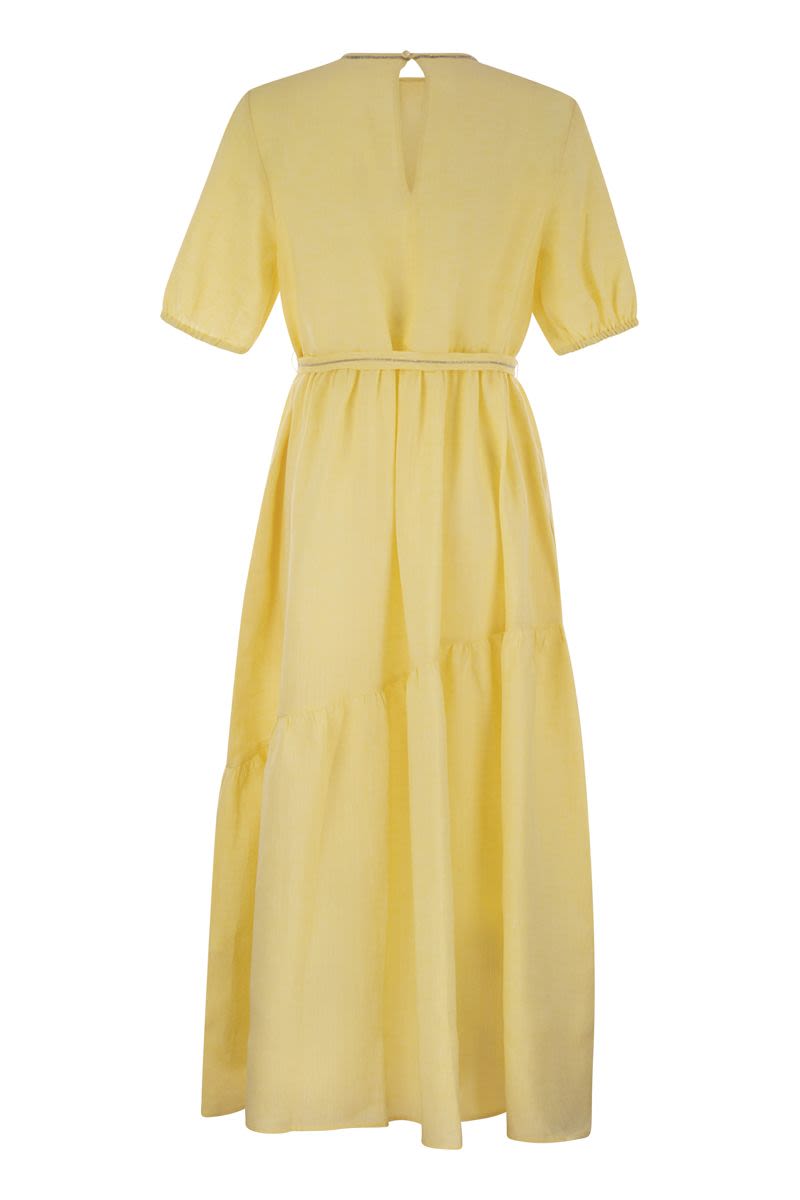 PESERICO Elegant Long Dress in Pure Linen