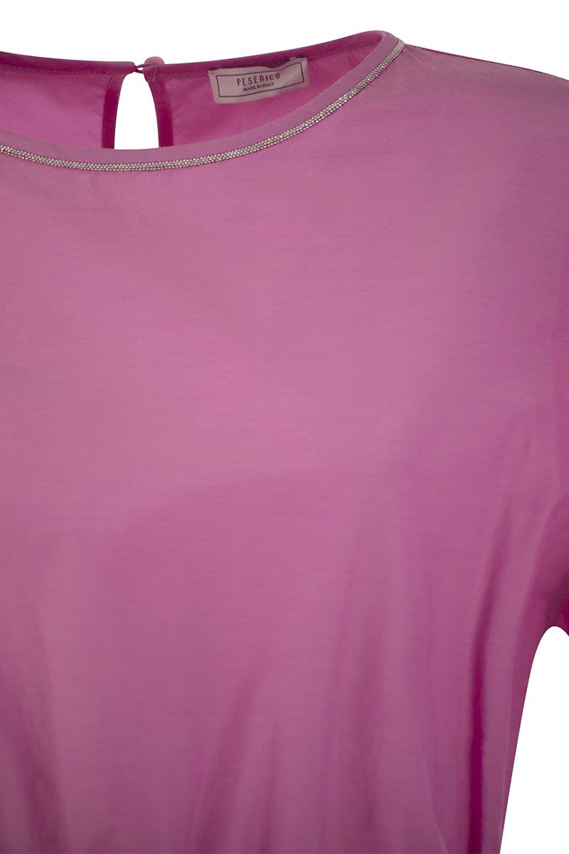 PESERICO Elegant Cotton-Blend Midi Dress with Light Stitch Detail