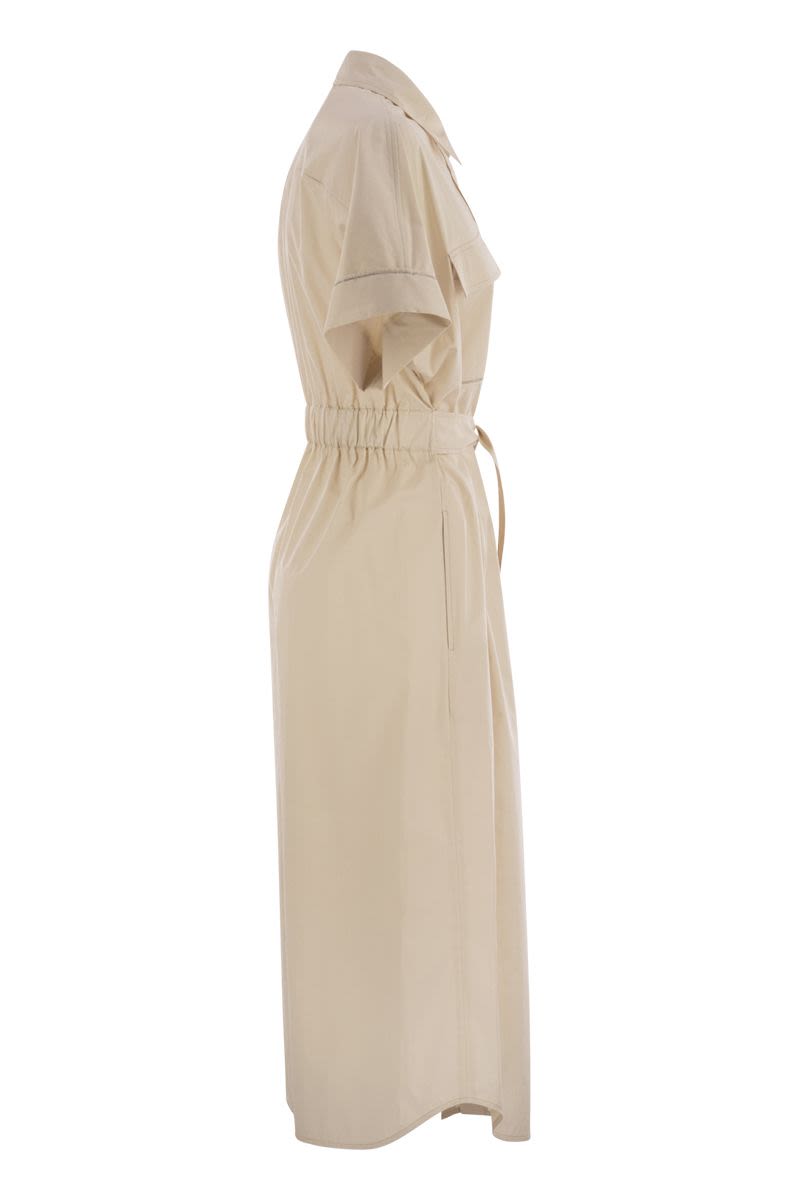 PESERICO Light Stretch Cotton Satin Chemisier Dress